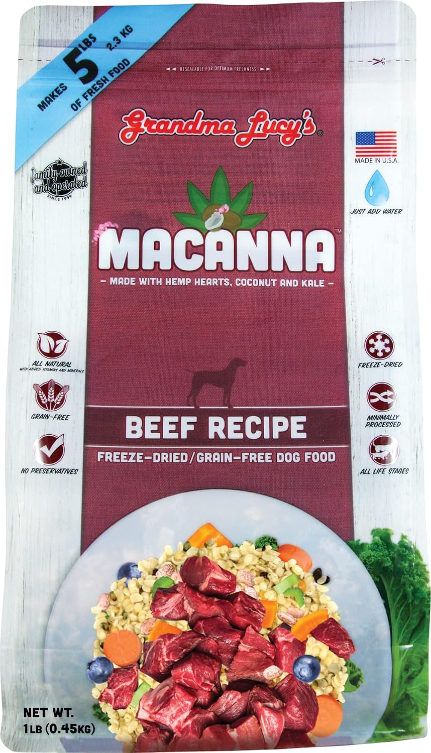 Grandma Lucy's Macanna Dog Food, Grain Free and Freeze-Dried - Salmon Recipe, 3Lb Bag