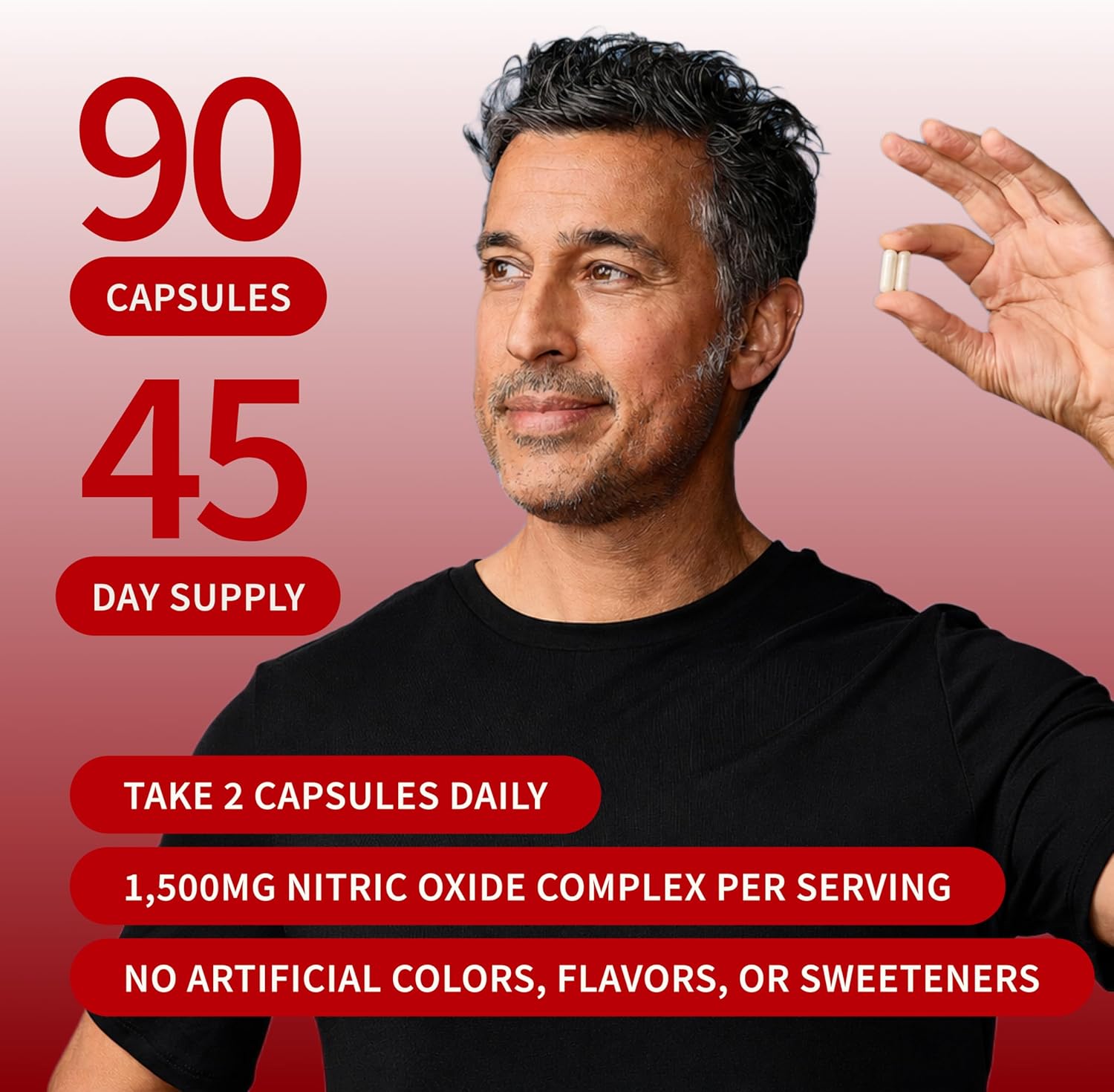 Snap Supplements Nitric Oxide Booster for Men & Women, 60 Vegan Capsules