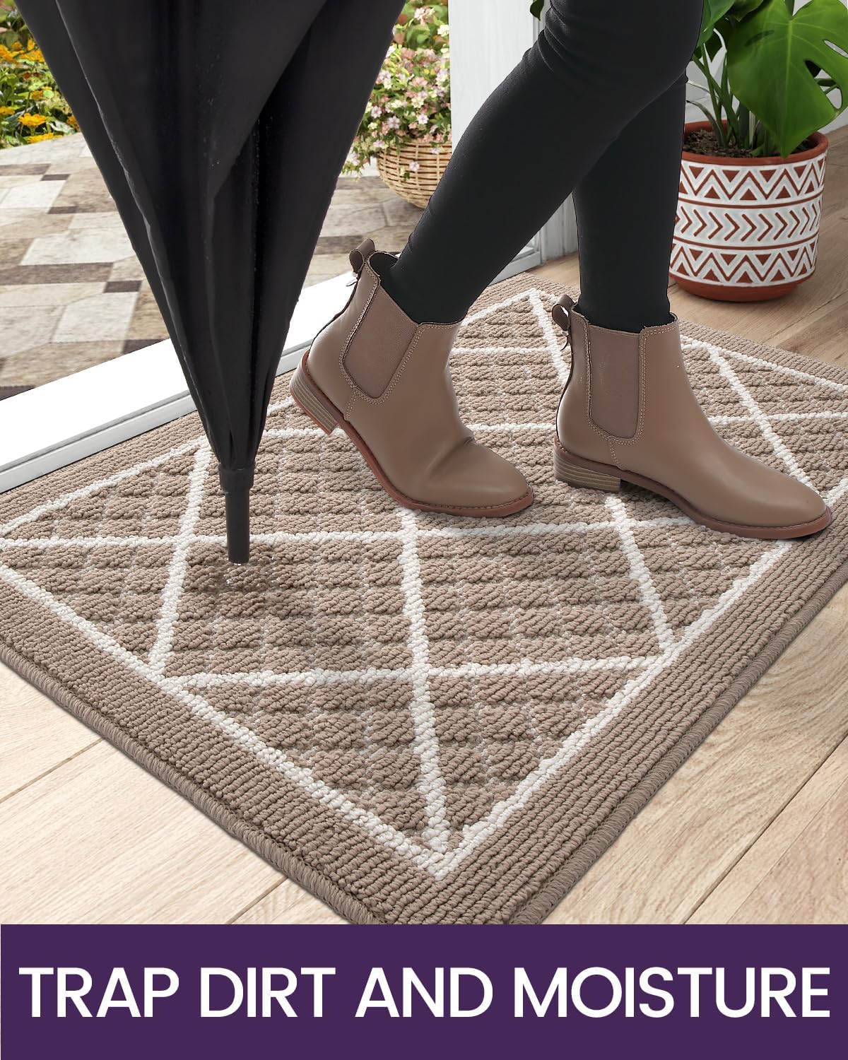 DEXI Front Door Mat Indoor Entryway 24x36 Inside Entrance Doormat Green
