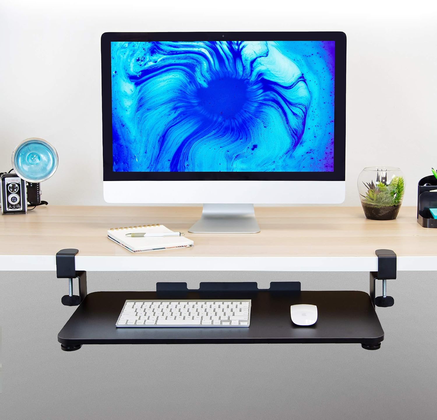 Mount-It! Clamp-On Under Desk Keyboard Tray, No-Drill Slide-Out Keyboard & Mouse Platform, 26.4" W × 11.8" D, Adjustable Ergonomic Keyboard Drawer