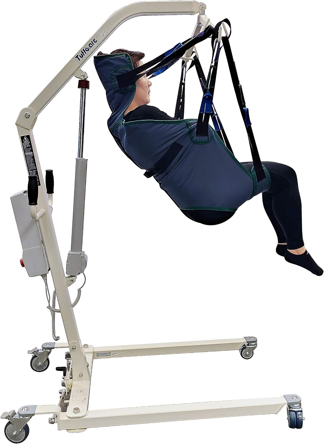 Electric Patient Lift - Rhino Lift with Manual Low Base - with Universal Divided Leg Sling(Large), 450 lb. Weight Capacity.