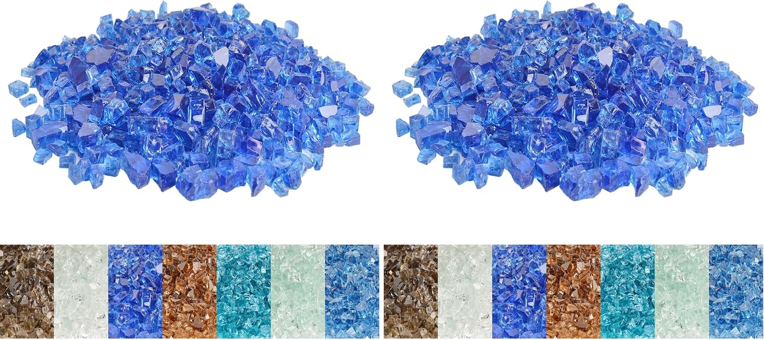 Skyflame 1/4" Pacific Blue Regular Fire Glass for Fire Pit Fireplace