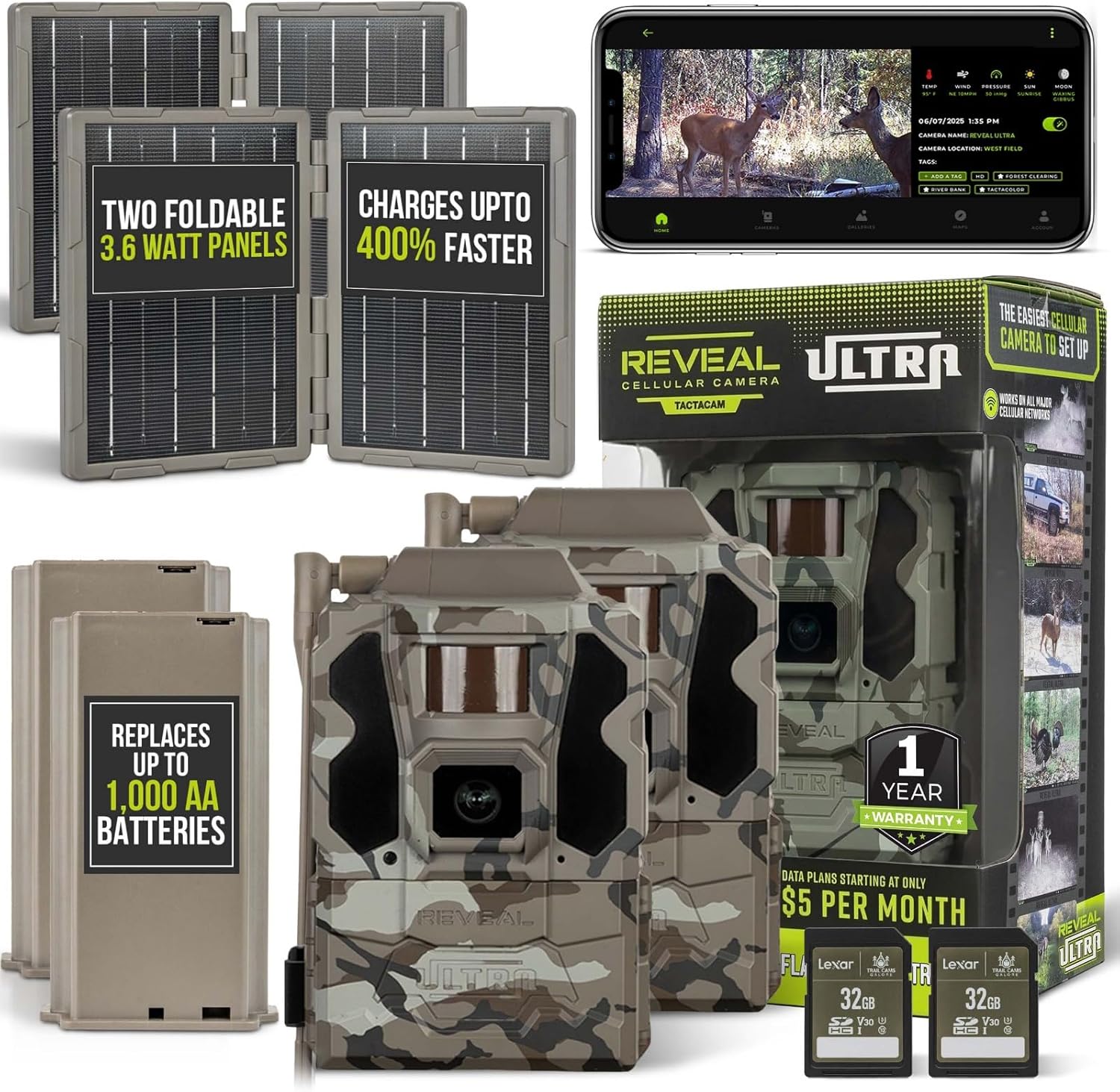 TACTACAM Reveal Ultra Cellular Trail Camera – 4K Photo, 1080P Video, Live Streaming, GPS, Low-Glow/No-Glow Flash