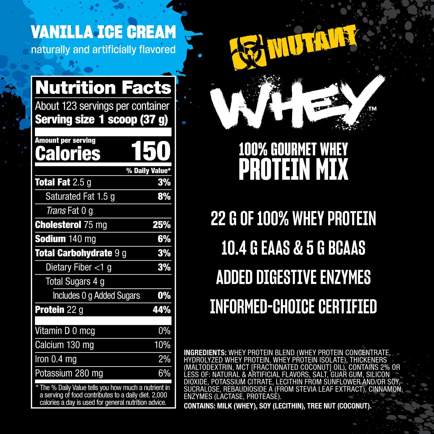 Mutant WHEY, 100% Whey Protein Powder, Vanilla Ice Cream, 5 lb