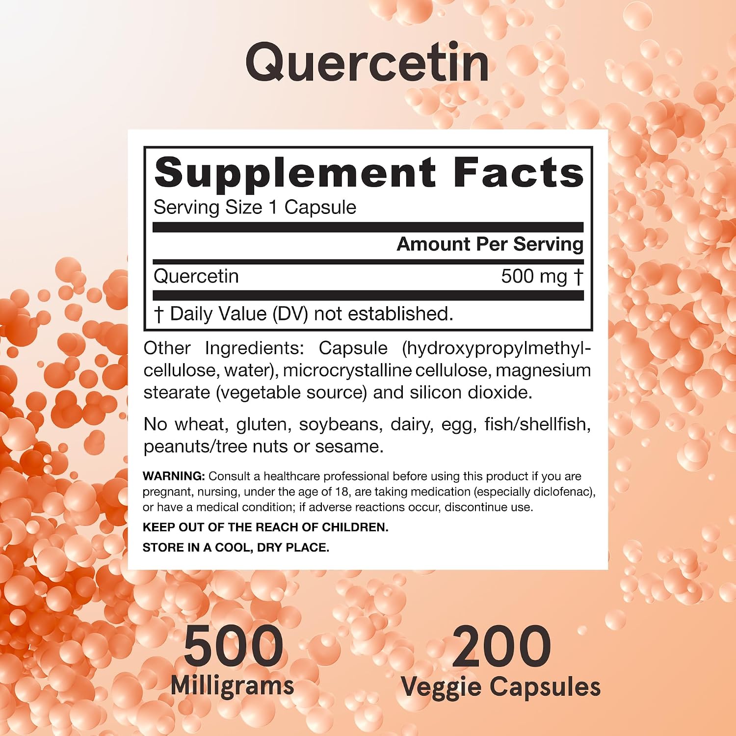 Jarrow Quercetin 500mg Capsules for Cardiovascular & Immune Health, 200ct | Cellular Health Support, Cardiovascular Support, Antioxidant Support, Supports Antioxidant Status, Veggie Capsules