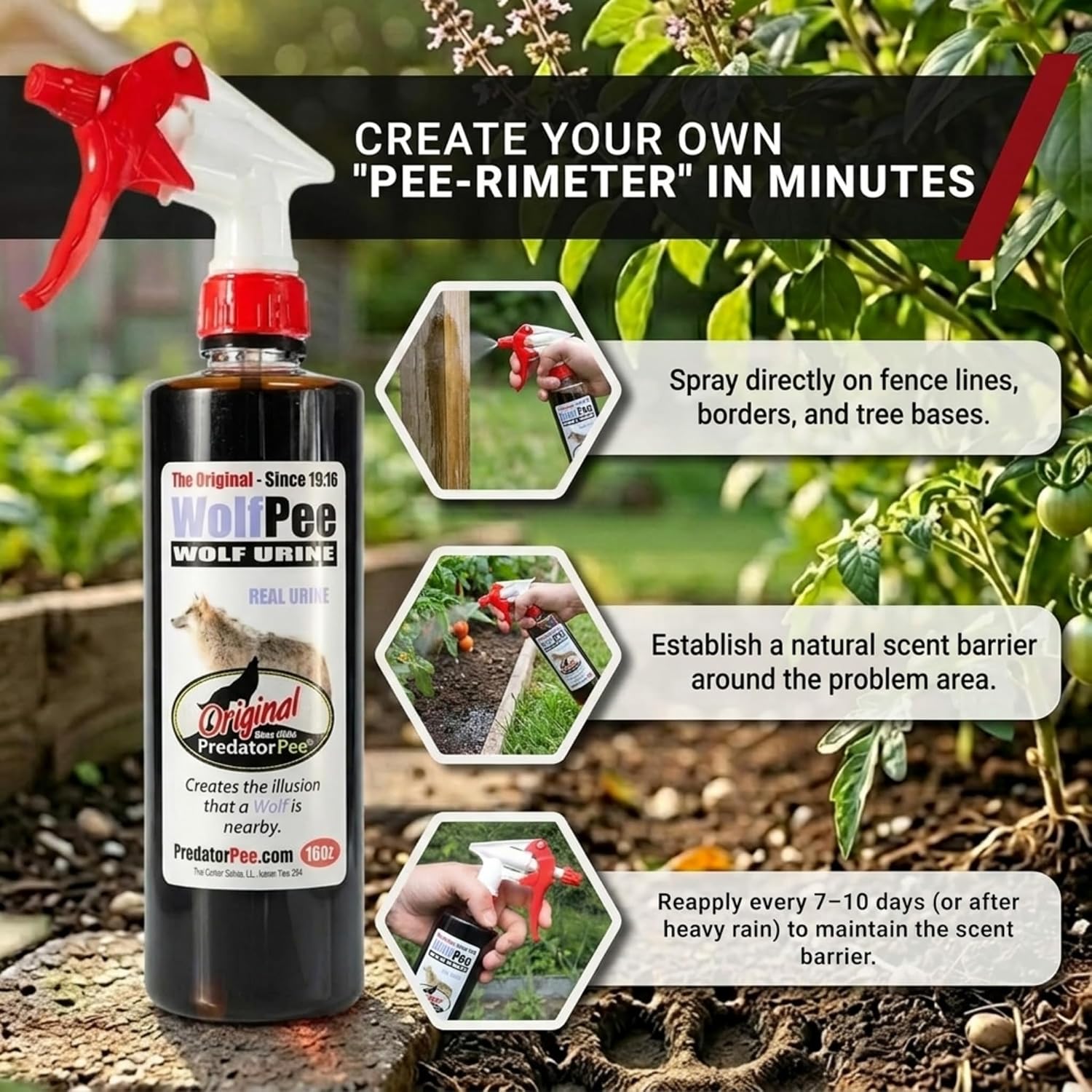 PredatorPee 100% Wolf Urine Natural Predator Scent Outdoor Yard Garden
