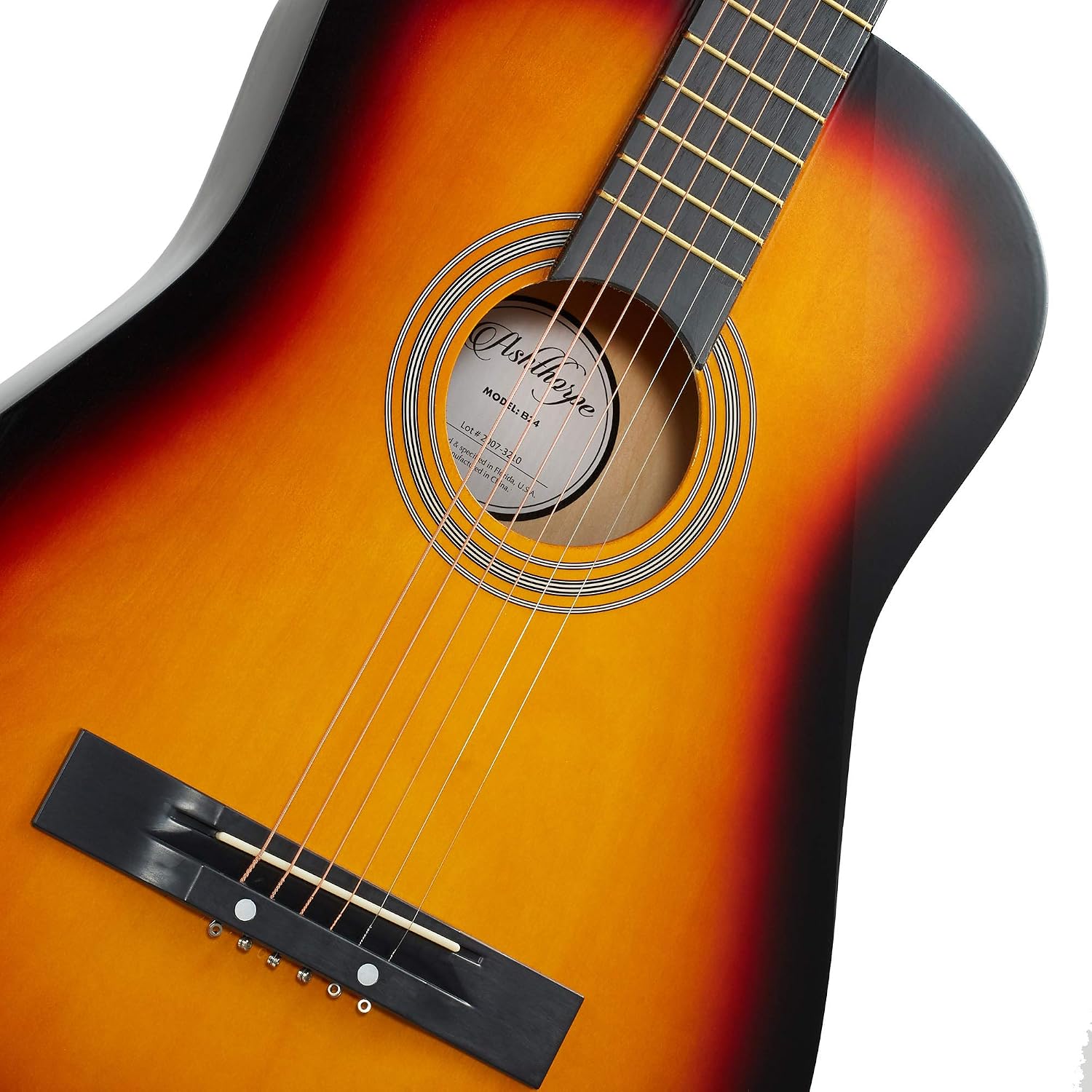 Ashthorpe 38-inch Beginner Acoustic Guitar (Red), Starter Kit with Gig Bag, Extra Strings, Strap, Picks, and Lessons