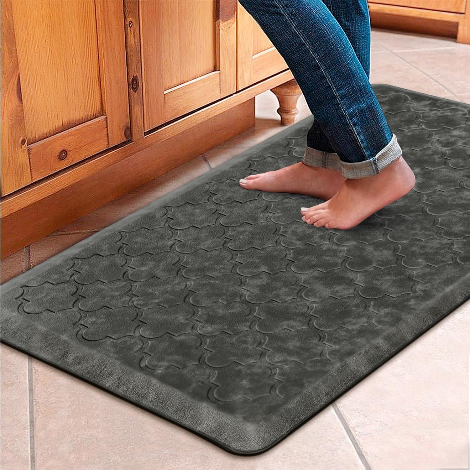 WISELIFE Kitchen Mat Cushioned Anti Fatigue Floor Mat, 17.3"x60", Thick Non Slip Waterproof Kitchen Rugs and Mats, Standing Mat for Floor, Home