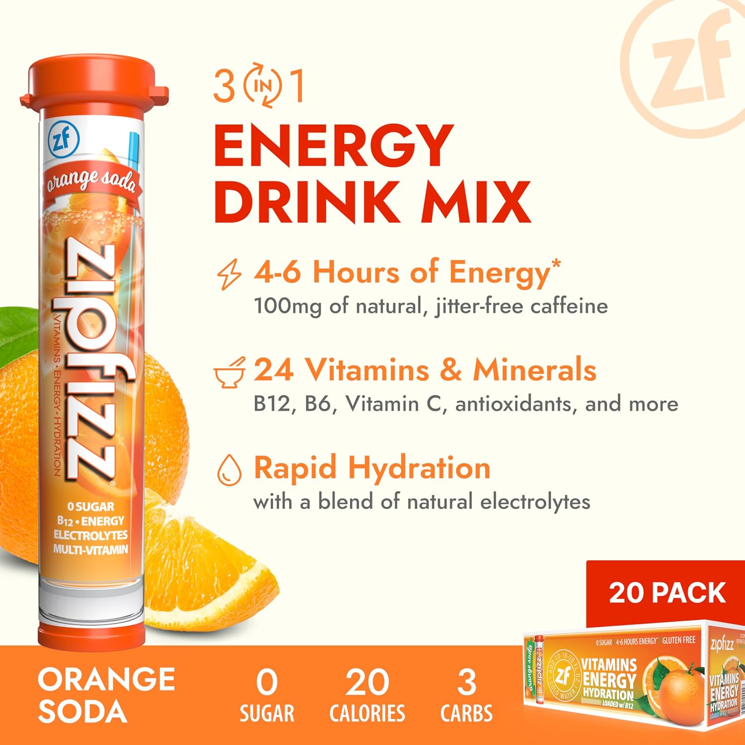Zipfizz Energy Drink Powder, 20 Pack B12 Electrolyte - Pink Lemonade | Hydration tubes with vitamin drink benefits, 100mg caffeine, B12, electrolytes, & no artificial sugar for active lifestyle