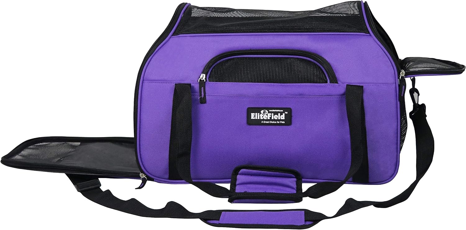 EliteField Soft-Sided Pet Carrier for Cats & Small Dogs (3-Year Warranty) | Airline Approved, Removable Bed & Cover, Built-In Leash, Luggage Sleeve, Seat Belt Loop, Waterproof, Durable, Foldable