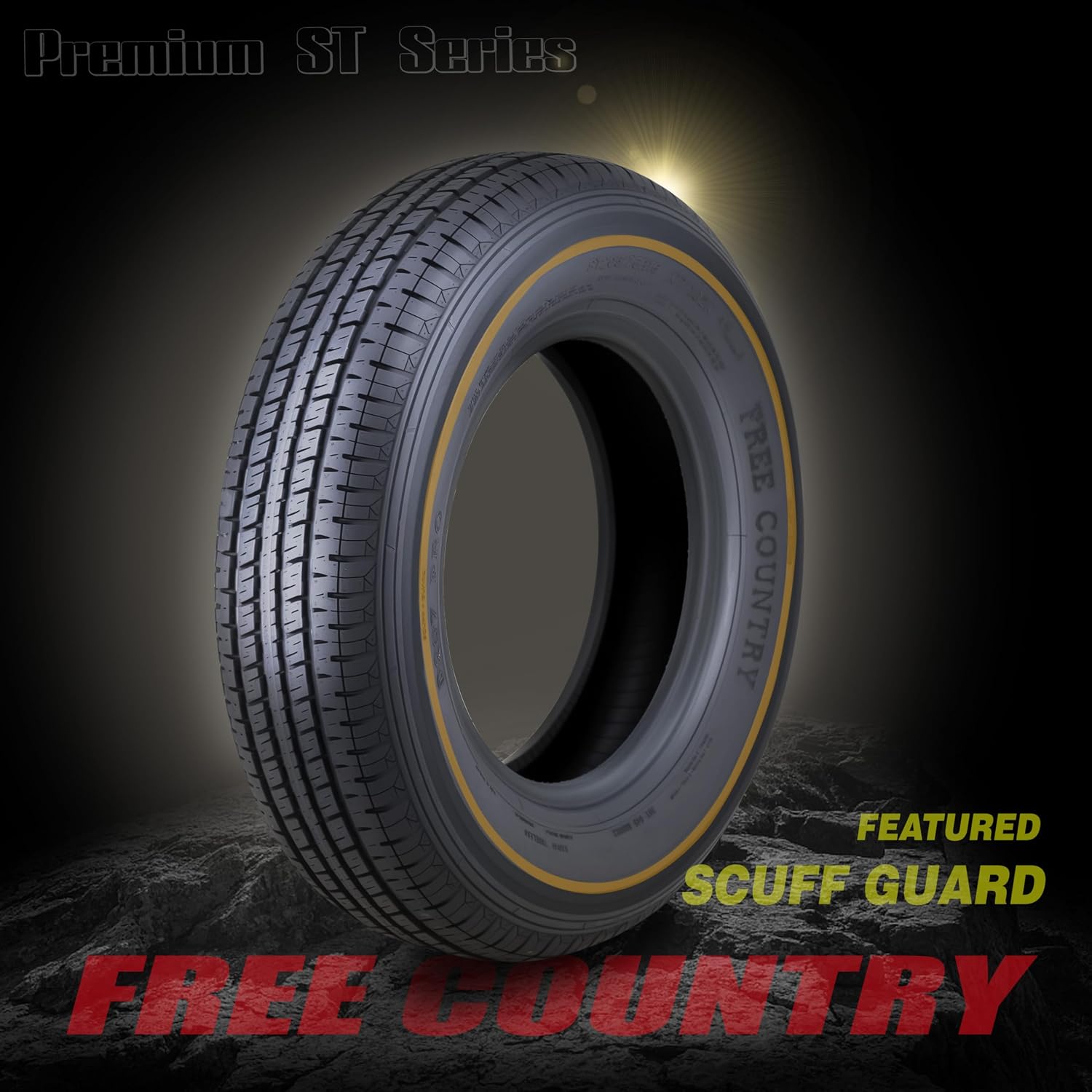 Free Country Prem Trailer Tire ST175/80R13 8PR Load Range D w/Scuff Guard | Premium Steel Belted Radial Load Range D Speed Rating N 88 MPH