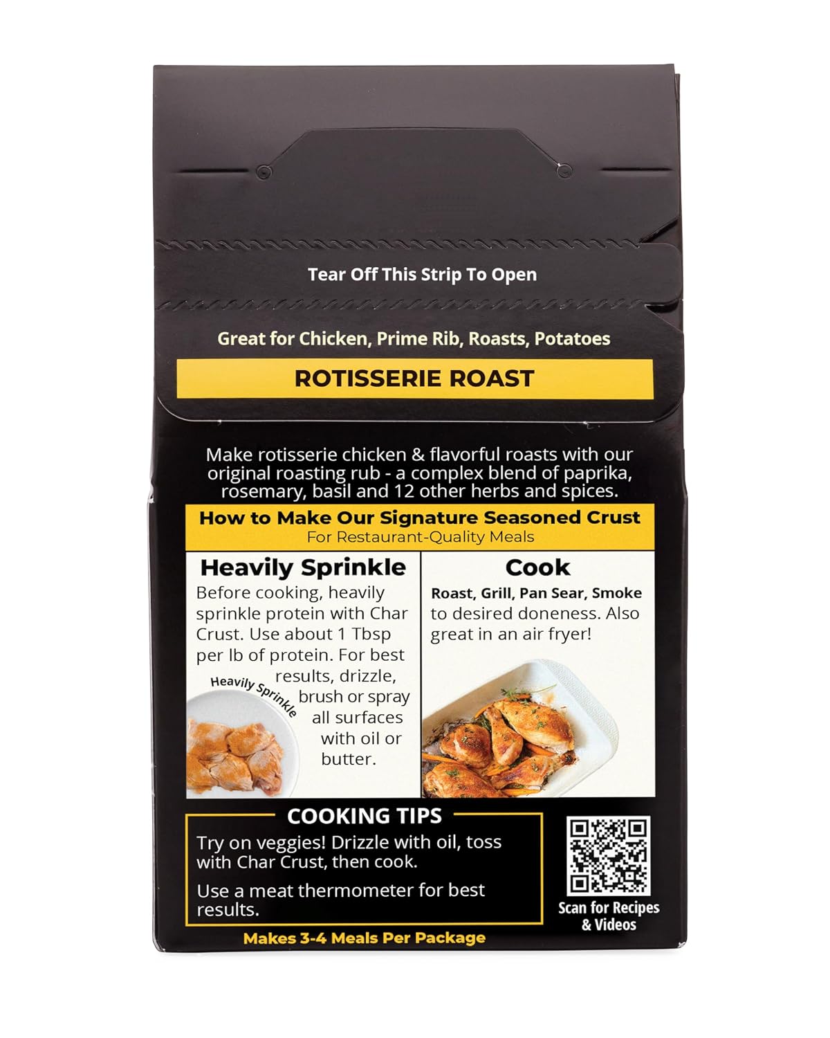 Char Crust Dry-Rub Seasoning, Rotisserie Roast, for Chicken, Prime Rib, Roasts and Potatoes, 4-Ounce (Pack of 1)