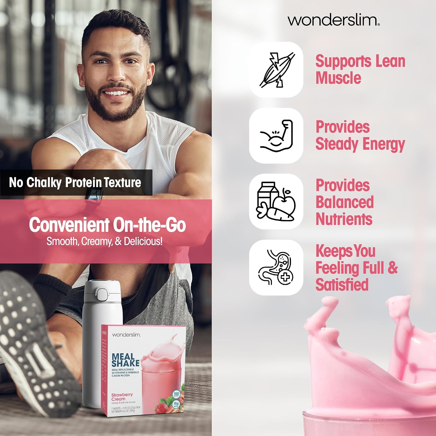 WonderSlim Protein Meal Replacement Shake – 15g Protein, 24 Vitamins & Minerals, Low Carb, Low Calorie, Gluten Free – Meal Replacement Drink for Weight Management, 7 Count Packets (Dark Cocoa Cream)