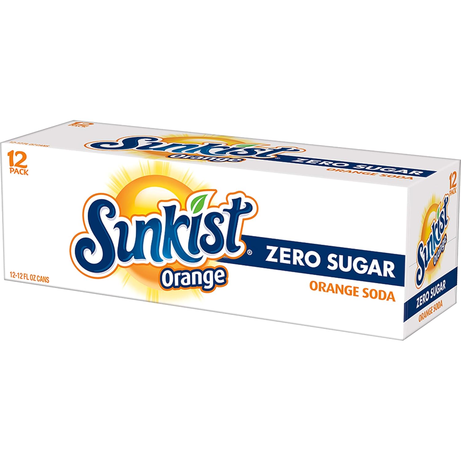 Sunkist Zero Sugar Orange Soda, 12 fl oz cans, 12 pack