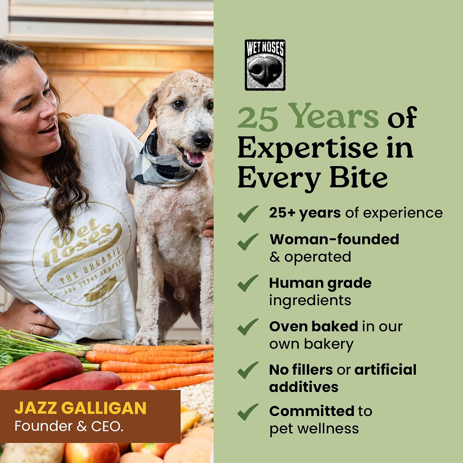 Wet Noses Organic Crunchy Dog Treats – All-Natural, Human-Grade, Non-GMO, Healthy Training & Delicious Snacks for Dogs