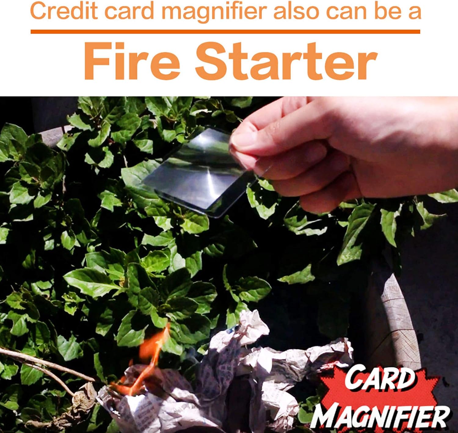MagDepo 6 Pack Credit Card Size Magnifier Ruler Fire Starter Magnifying Glass Wallet Pocket Magnifier for Reading Small Print, Map, and Book-Blue