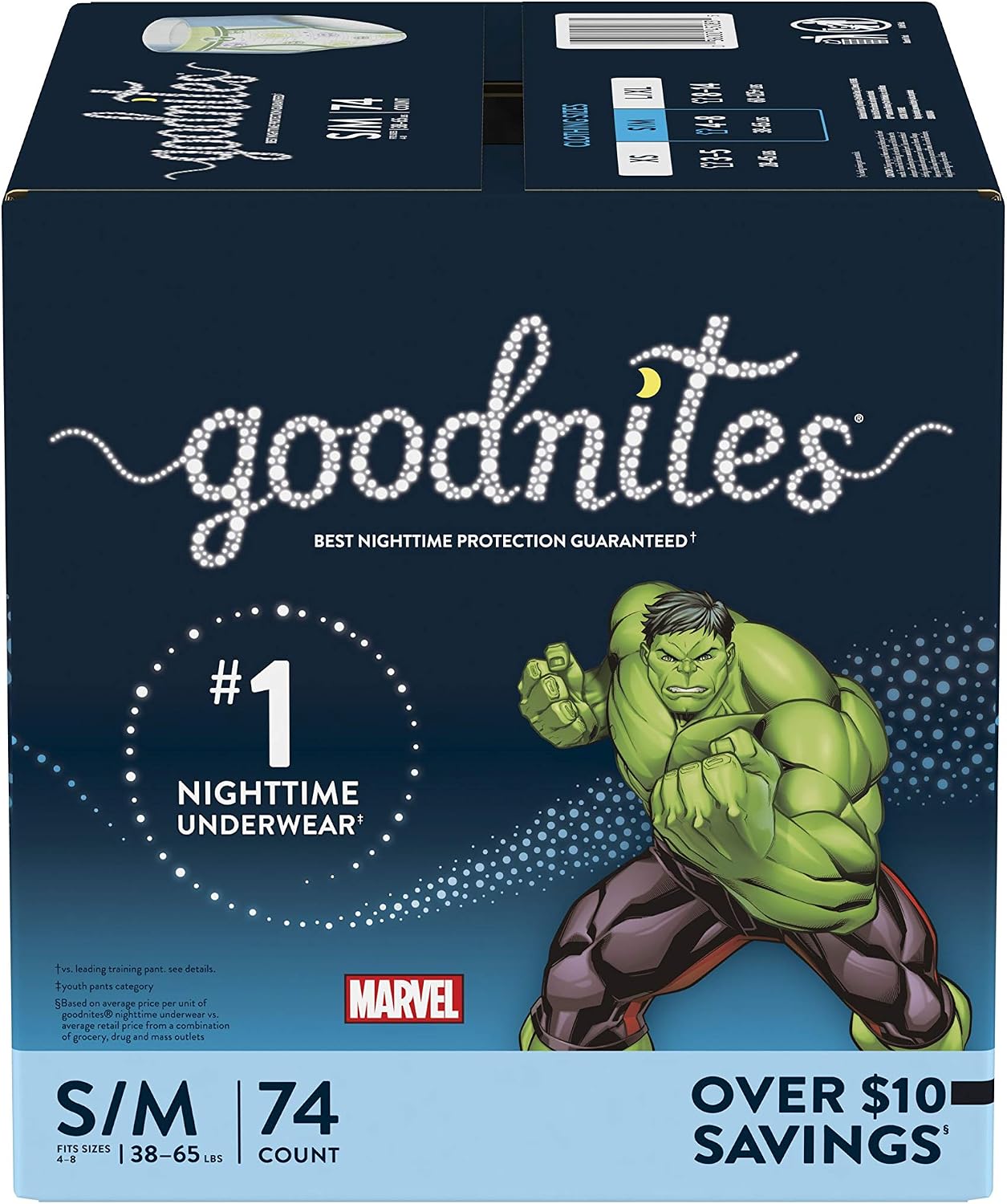 Goodnites Boys' Nighttime Bedwetting Underwear, Size S/M (43-68 lbs), 44 Ct (2 Packs of 22), Packaging May Vary