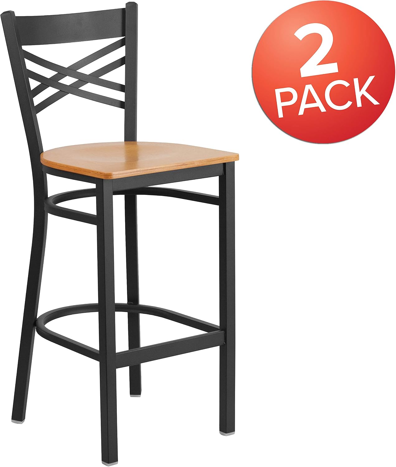 Flash Furniture Hercules Metal Restaurant Barstool, Black | X Back Style, Vinyl Upholstery, Durable Construction, Commercial Use