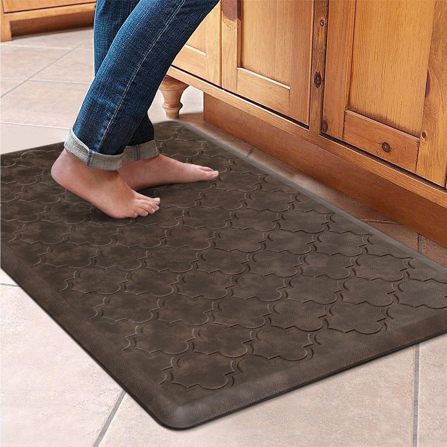 WISELIFE Kitchen Mat Cushioned Anti Fatigue Floor Mat, 17.3"x60", Thick Non Slip Waterproof Kitchen Rugs and Mats, Standing Mat for Floor, Home