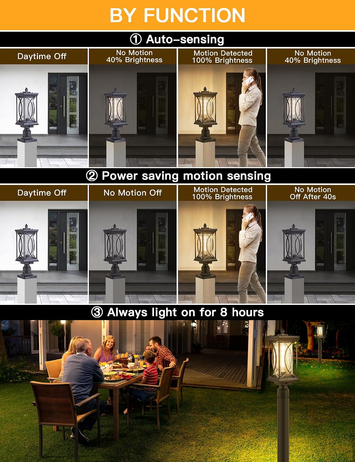 Dusk to Dawn Modern Outdoor Coach Lantern Exterior Light Fixtures Black Aluminum with Crack-Like Glass Waterproof Wall Sconce Mission Outside Light