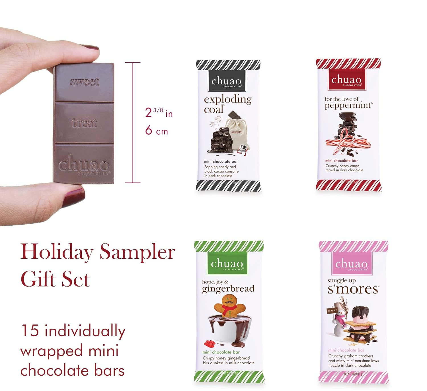 Chuao Chocolatier Share the Love Assorted Milk and Dark Mini Gourmet Chocolate Bars Gift Box | Sampler For Holiday, Birthday, Thank You, Corporate Gift Baskets | 36 Bars, 0.39 oz Each