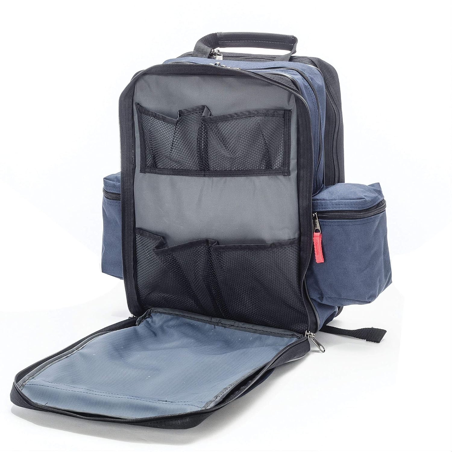 21st Century Plus Home Care Backpack: Waterproof 600D, Ergonomic Straps, Lockable Zippers - Laptop Sleeve & Mesh Pockets, 11.5"x9"x16", Navy