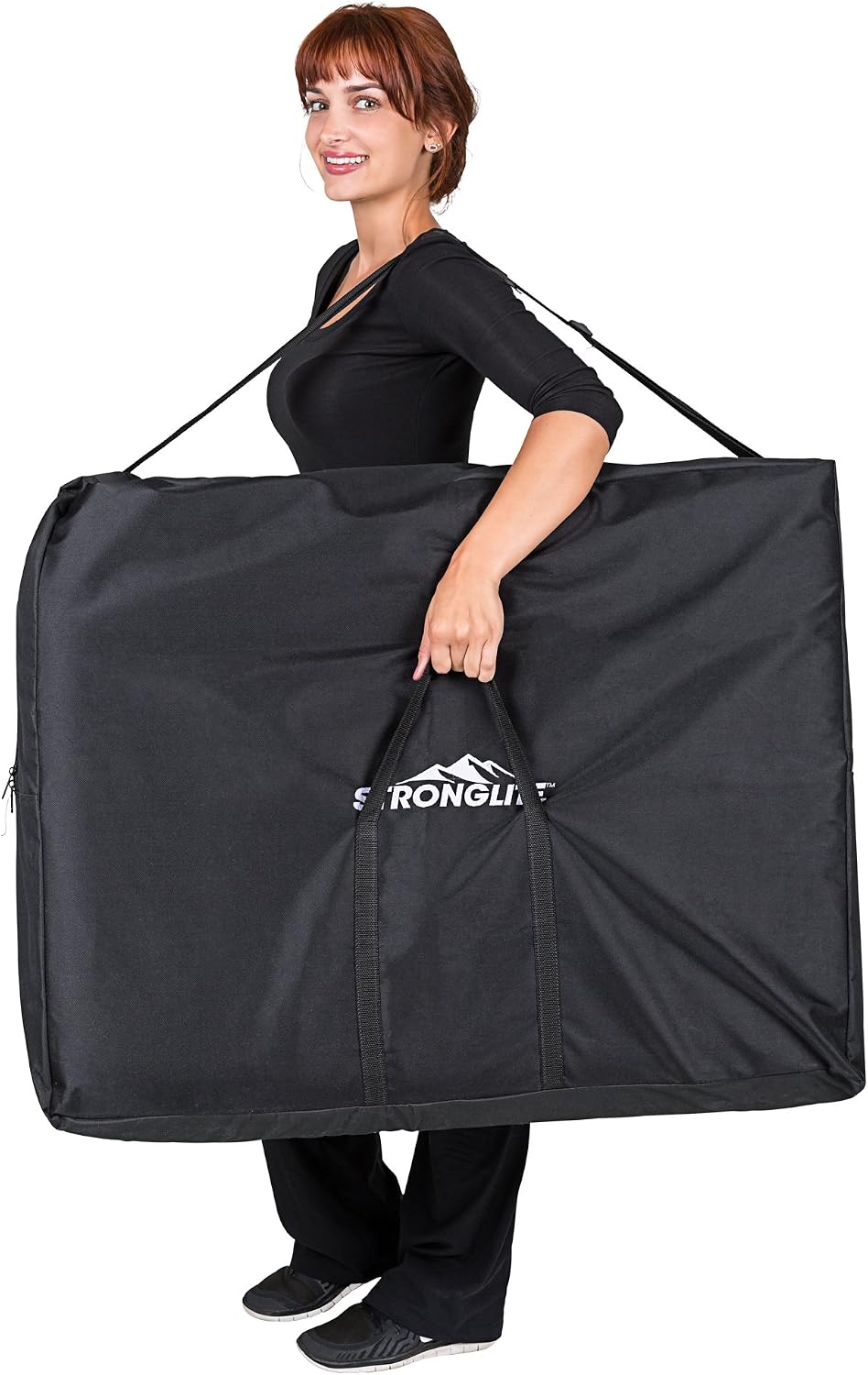 STRONGLITE Portable Massage Table Package Shasta - All-In-One Treatment Bed w/ Adjustable Face Cradle, Pillow & Carrying Case, Black