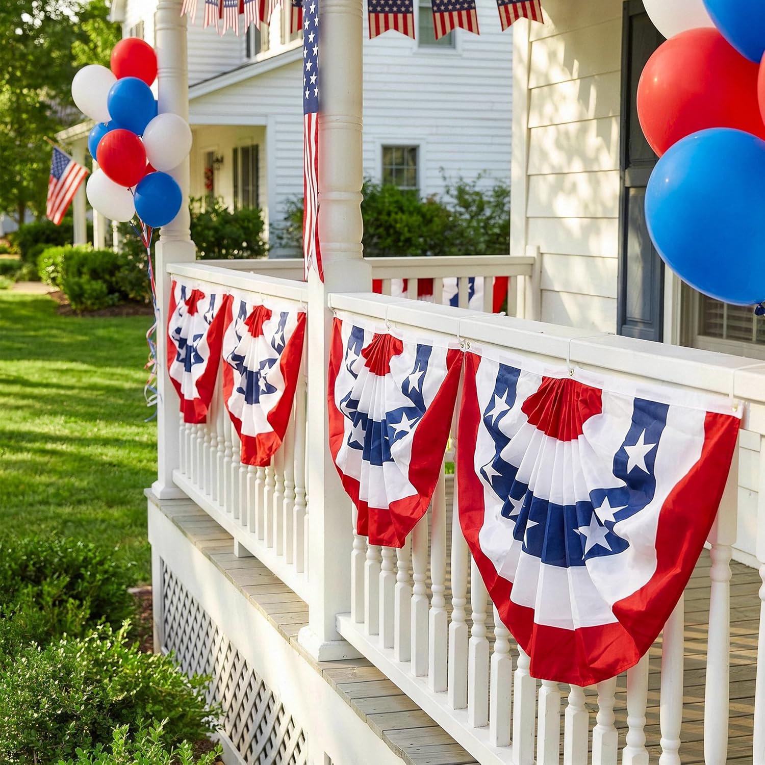 HOOSUN 4th Of July Decorations, American Flag Bunting for Outside, 3x6 Ft Fourth of July Bunting Patriotic Memorial Day Decor