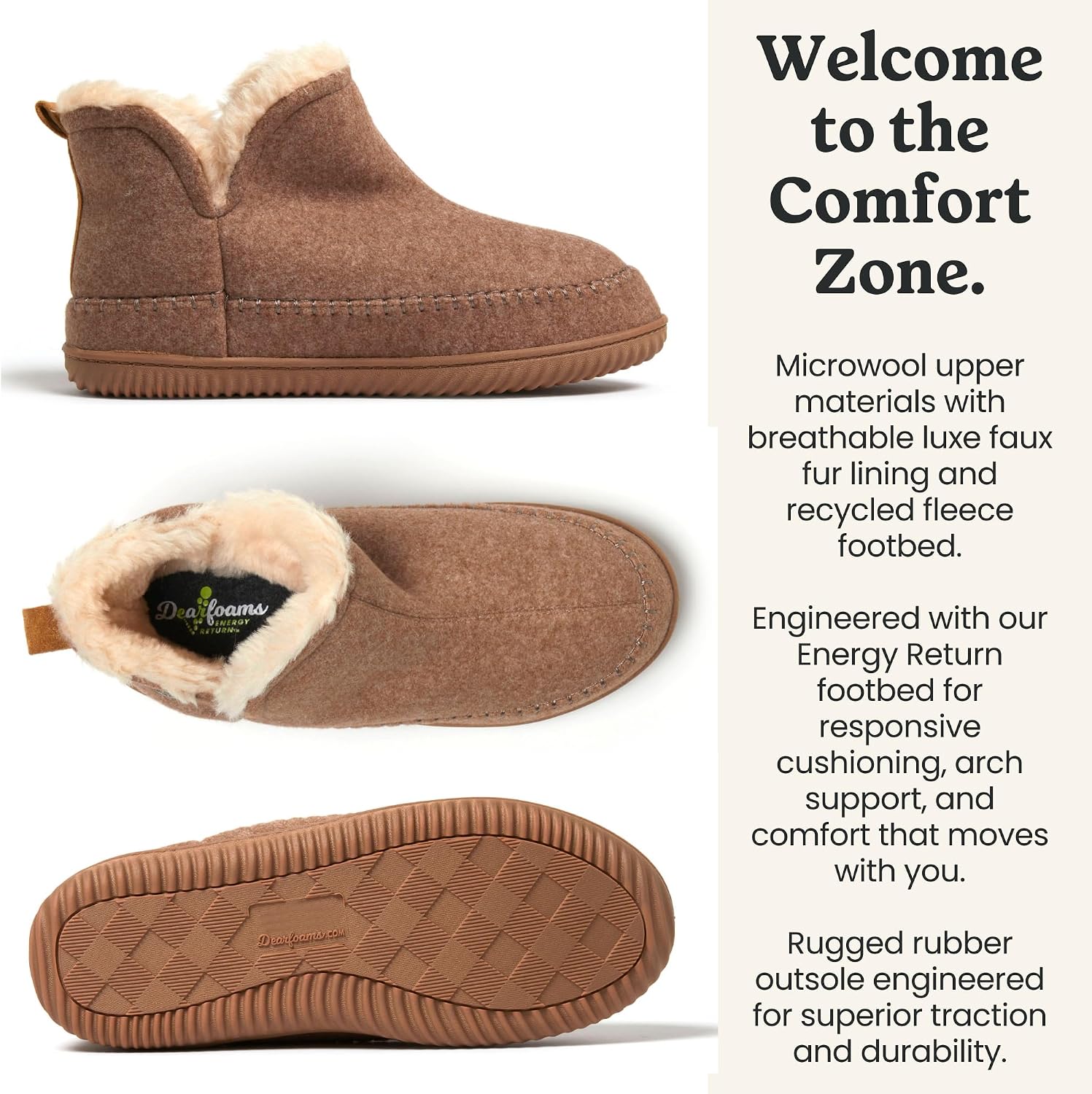 Dearfoams Men's Memory Foam Indoor House Slippers Brixen Ankle Boot House Shoes - Gifts for Men