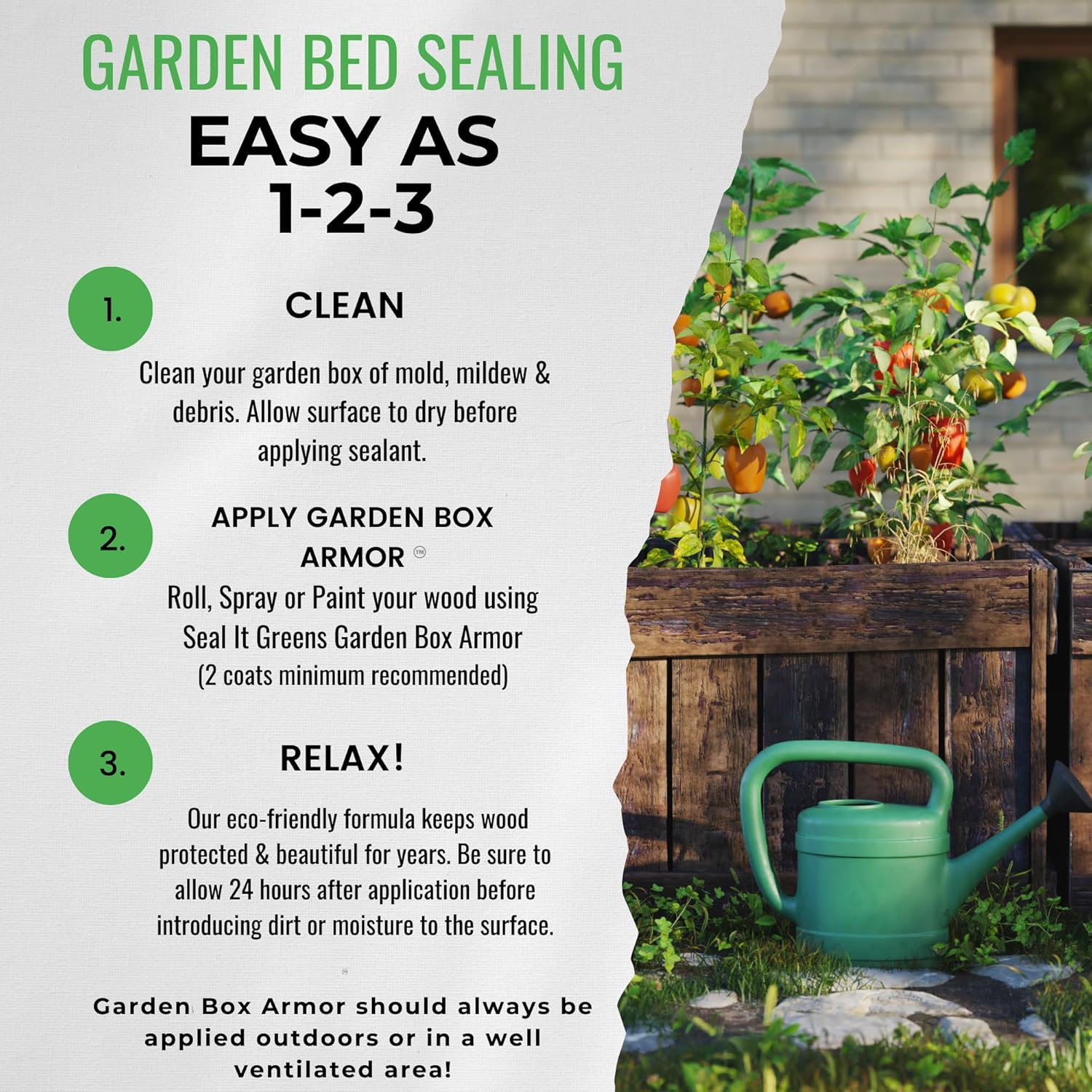 Garden Box Sealer | FDA Food Contact Safe Plant-Based Wood Sealant for Raised Bed