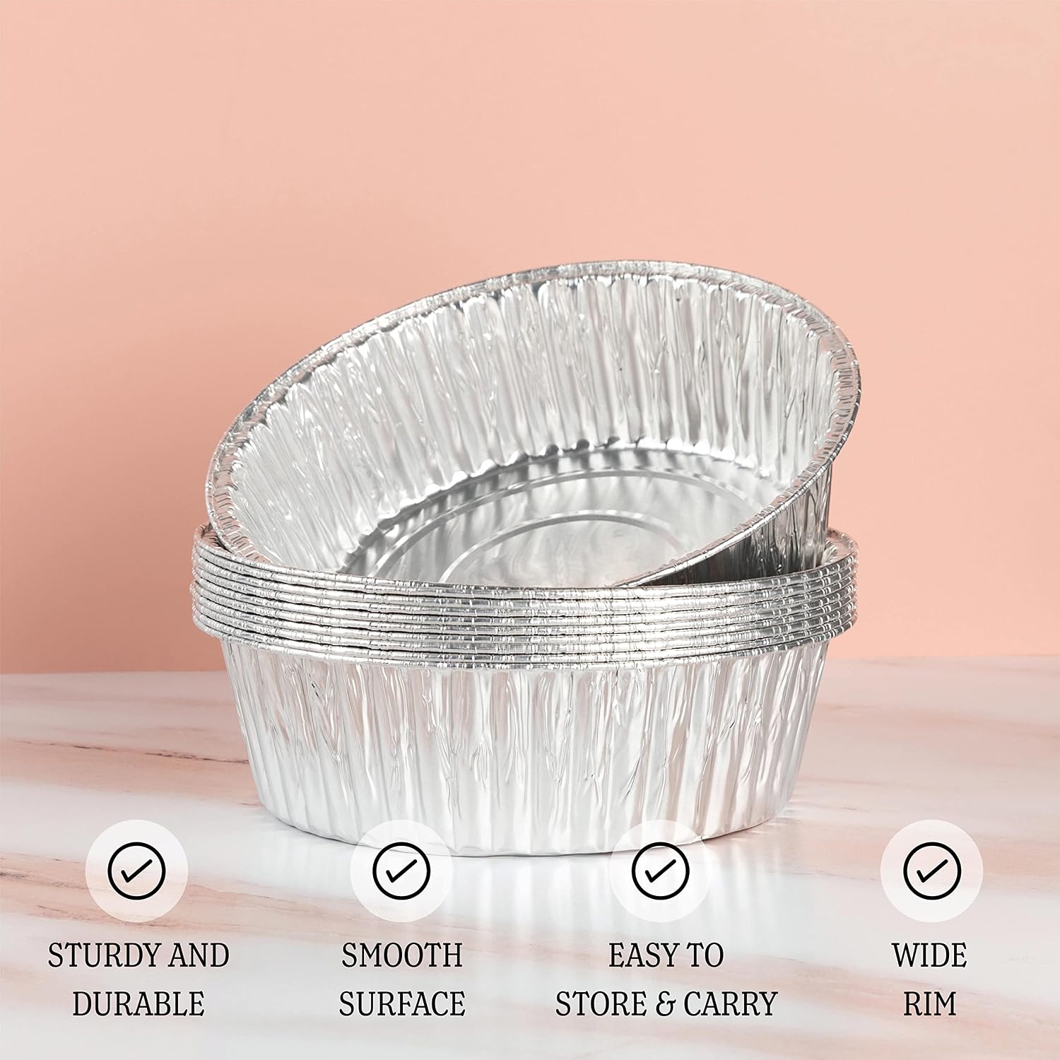 PLASTICPRO 9'' Inch Round Tin Foil Pans Disposable Aluminum Pack of 20