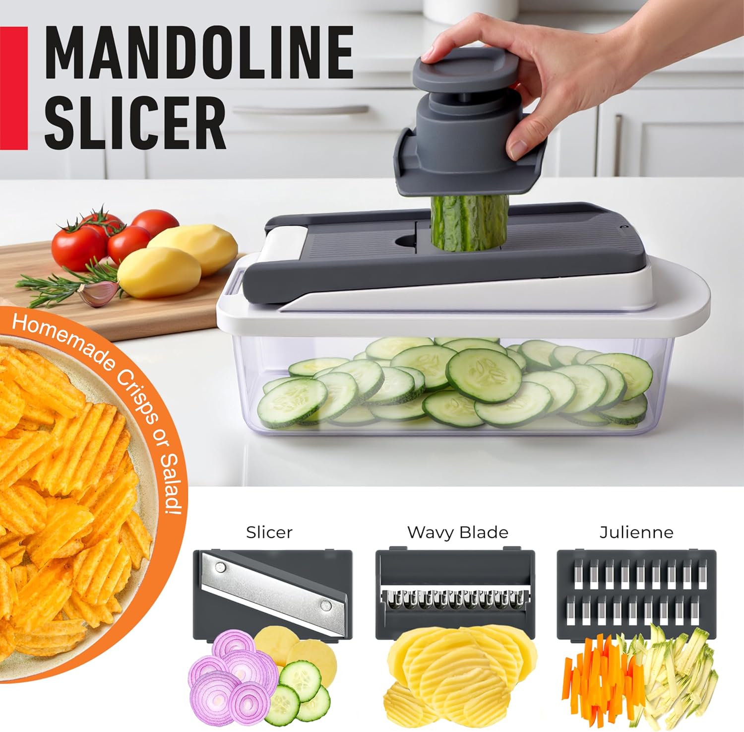 Mueller The Real Original Pro Vegetable Chopper & Mandoline Slicer, 10-in-1