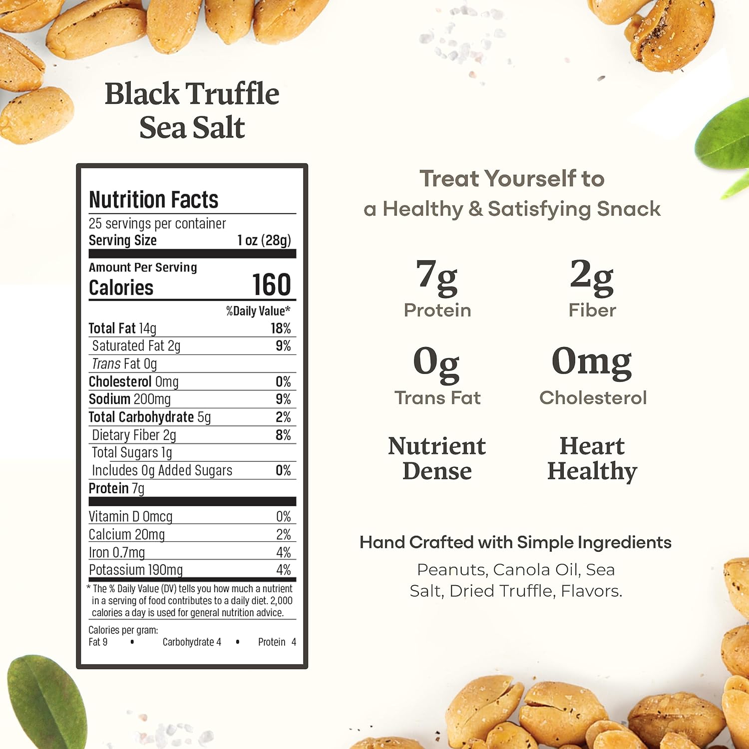 Belmont Peanuts Gourmet Sea-Salted Virginia Peanuts, 20 oz (1 Pack) – Only 3 Simple Ingredients, No Preservatives, 7g Protein – A Premium, Salty, Crunchy, Hand Seasoned Snack
