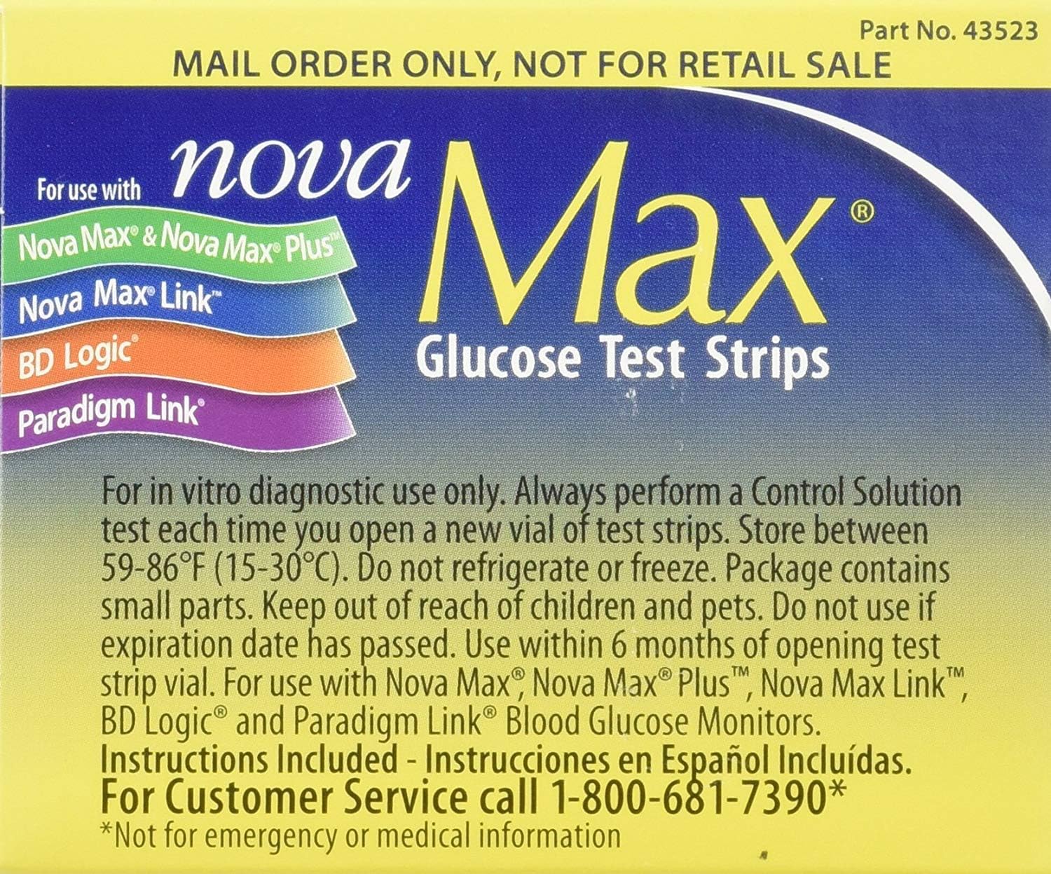 NovaMax Glucose Test Strips, Box of 50 Strips