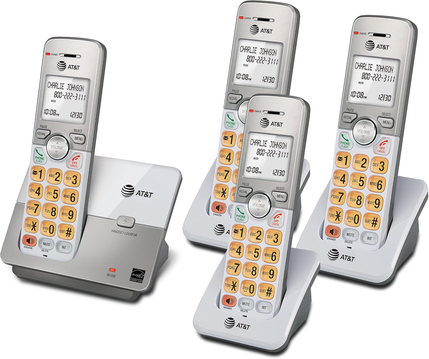 AT&T EL52213 2-Handset Cordless Phone, Light Champagne | Digital Answering System, Extra-Large Backlit Keys, Caller ID/Call Waiting, DECT 6.0, Expandable Speakerphone