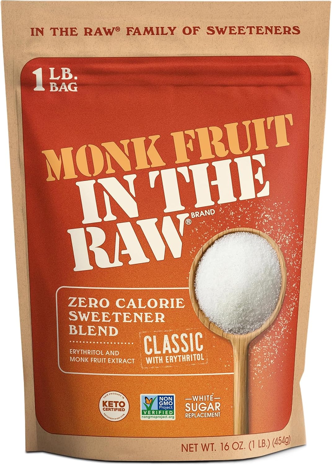 Monk Fruit In The Raw, Sweetener Bag, 1 LB