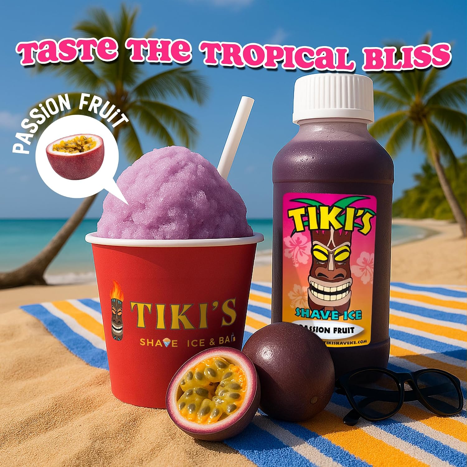 Tiki's Shave Ice Syrup Concentrate for Snow Cones & Shaved Ice - Natural Syrup for Beverages & Desserts - Ideal for Snow Cone