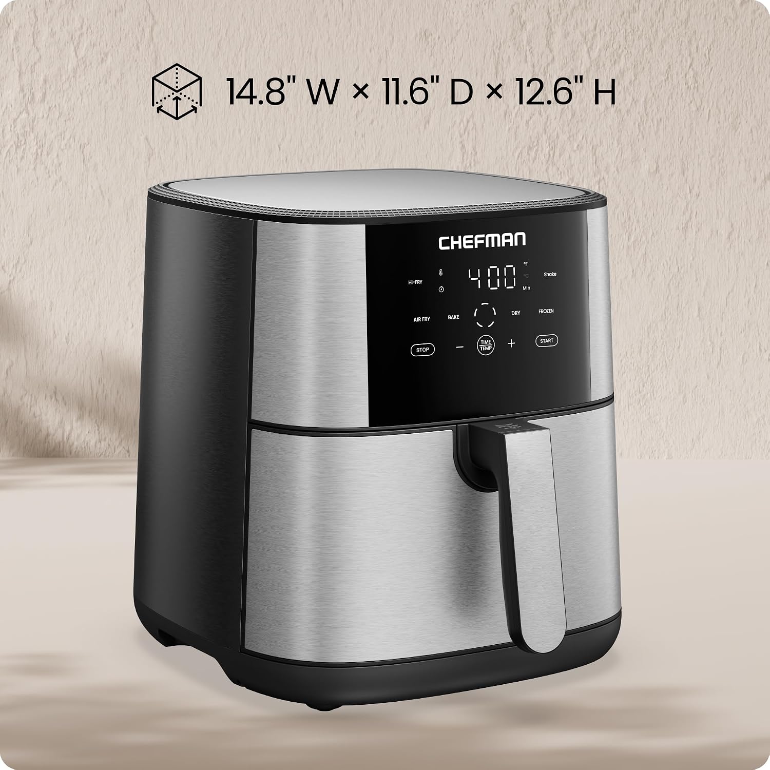 Chefman Air Fryer 8 Qt | TurboFry® 4-in-1 with 450°F Hi-Fry Option for Crispier Results | Bake, Dehydrate