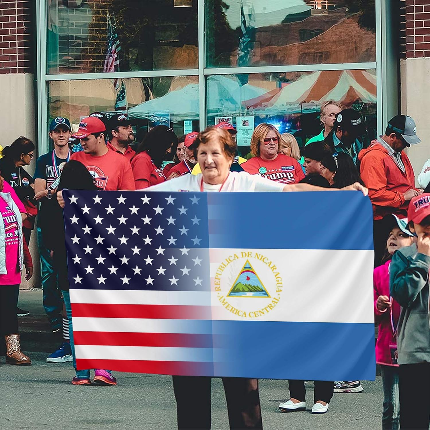 Nicaragua Nicaraguan And American Flag America USA 3x5 Ft Indoor Outdoor Decor Banner National Flags for Garden Yard Car Outside Decoration