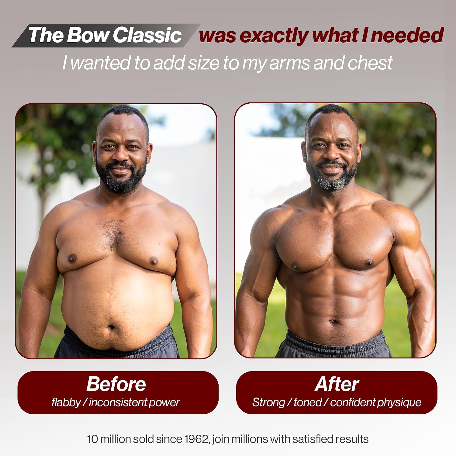 Bullworker Bow Classic 36" Isometric Exercise Equipment, Portable Home Gym Chest Expander, Customized Variable Resistance, Chest and Arm Trainer
