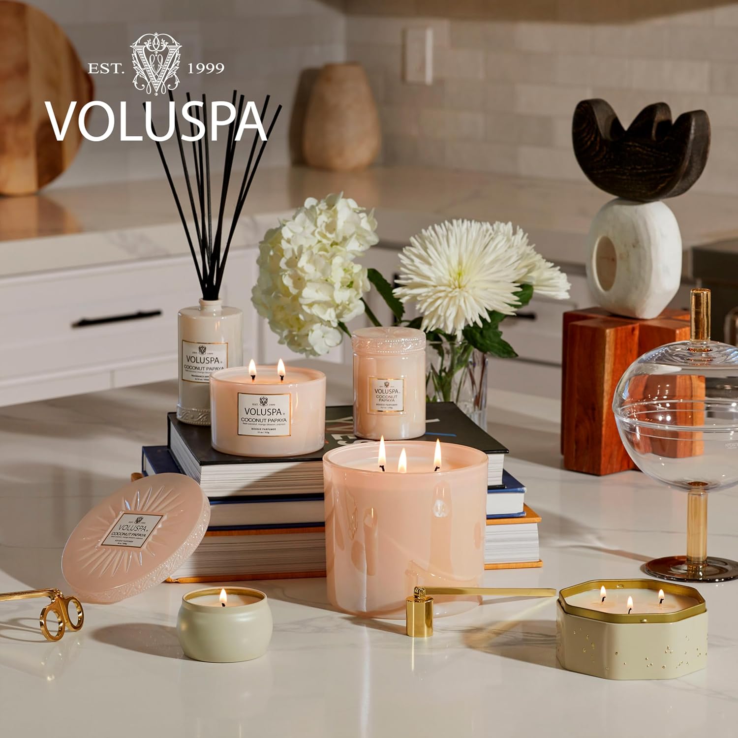 Voluspa Bourbon Vanille, Mini Tin Candle, 4 oz, 25 Hour Burn Time, Coconut Wax for Clean Burning, Handcrafted in the USA