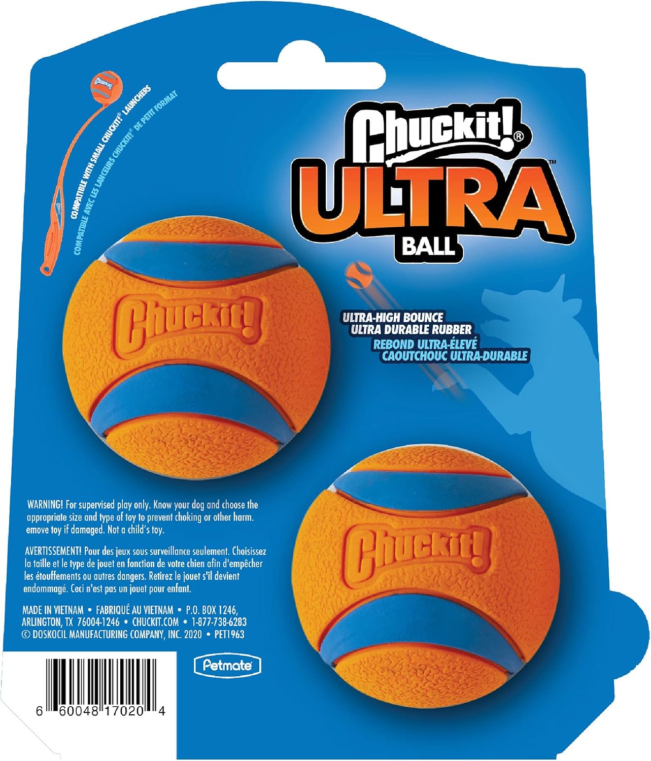 Chuckit! Ultra Ball Dog Toy, Balls for Dogs to Fetch, Durable Rubber, Small 2-inch, Pack of 2