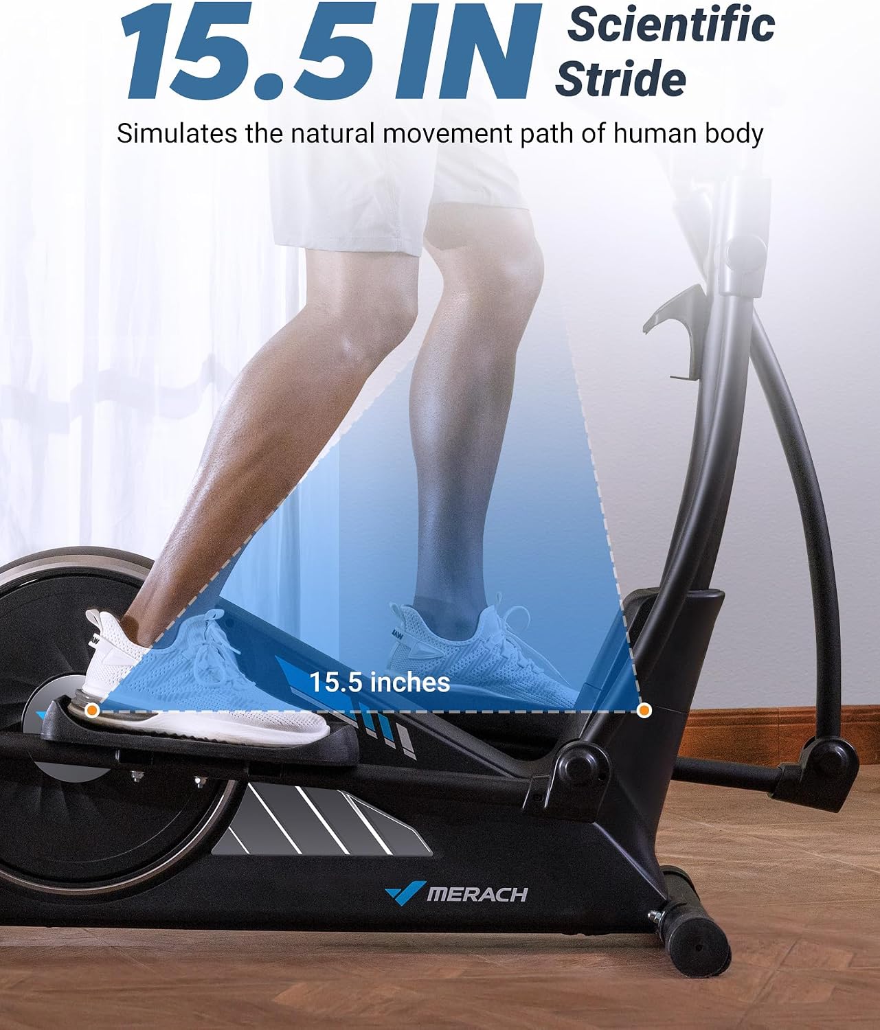 MERACH Elliptical Exercise Machine for Home Use, Elliptical Machine with Hyper-Quiet Magnetic Drive System, 16-Level Resistance Adjustment