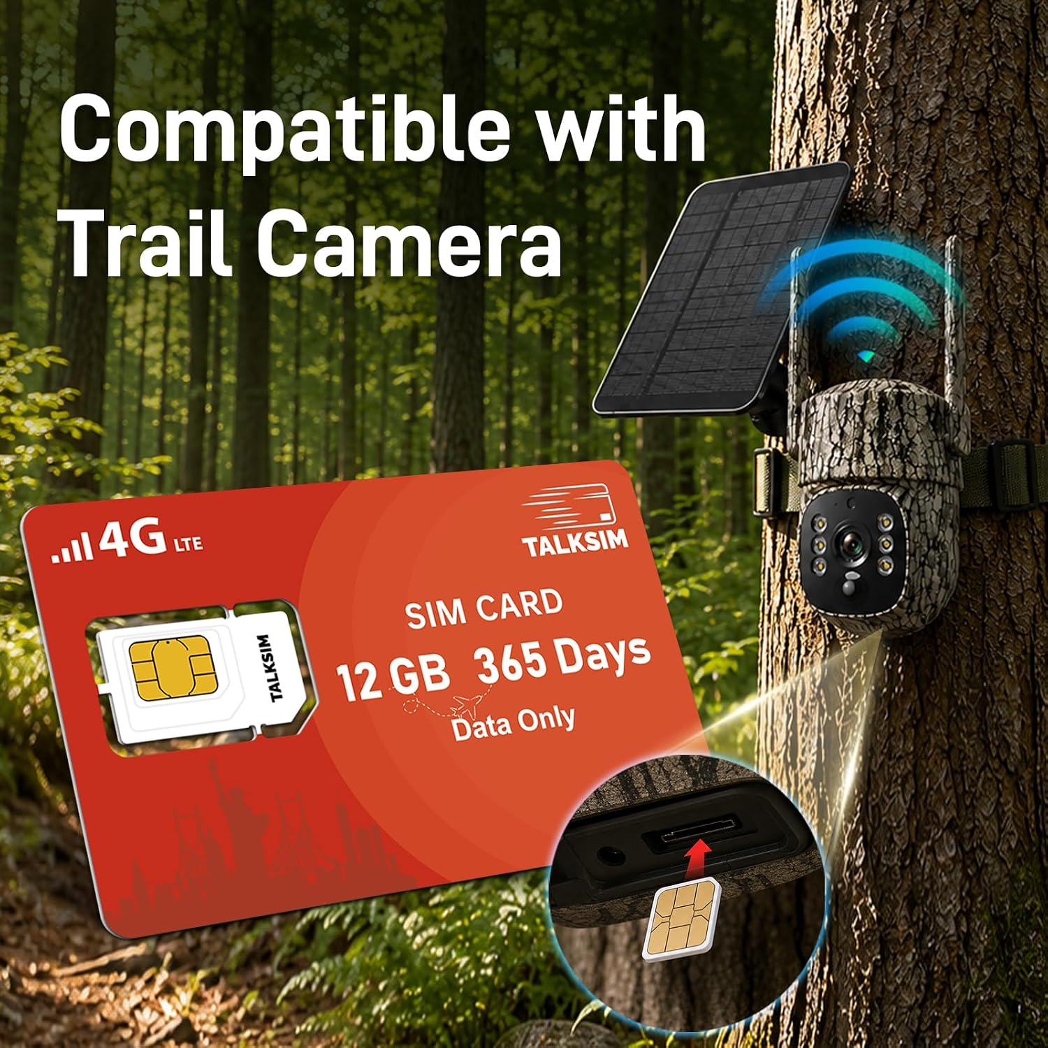 Data SIM Card 24GB 365Days Works with Verizon, AT&T and T-Mobile | 4G LTE USA Data Only, Compatible with Unlocked Security Camera/Router/Mobile WiFi Hotspot/Tablet/Trail Devices