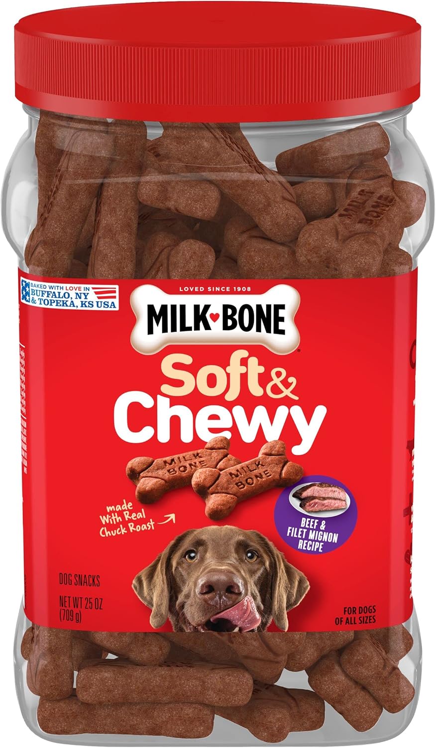 Milk-Bone Soft & Chewy Dog Training Treats, 25 oz Canister | Made with real chicken breast, soft dog treats for training and rewarding, 18% protein, fortified with vitamins and minerals