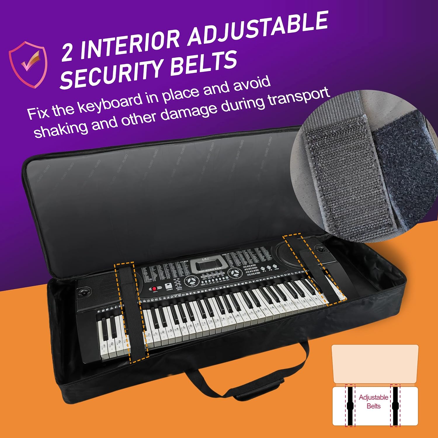 Ruibo 61 Key Keyboard Gig Bag Case,Portable Durable Keyboard Piano Waterproof 600D Oxford Cloth with 10mm Cotton Padded Case Gig Bag 40"x16"x6"