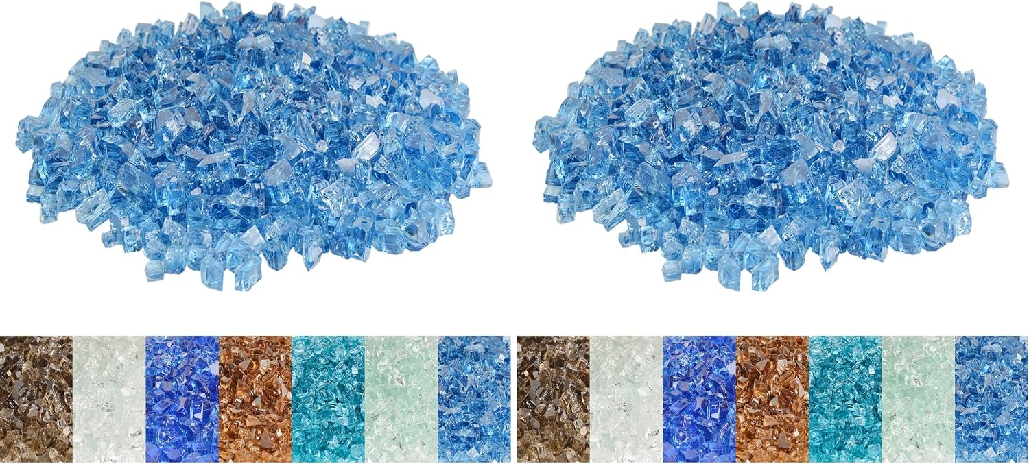 Skyflame 1/4" Pacific Blue Regular Fire Glass for Fire Pit Fireplace