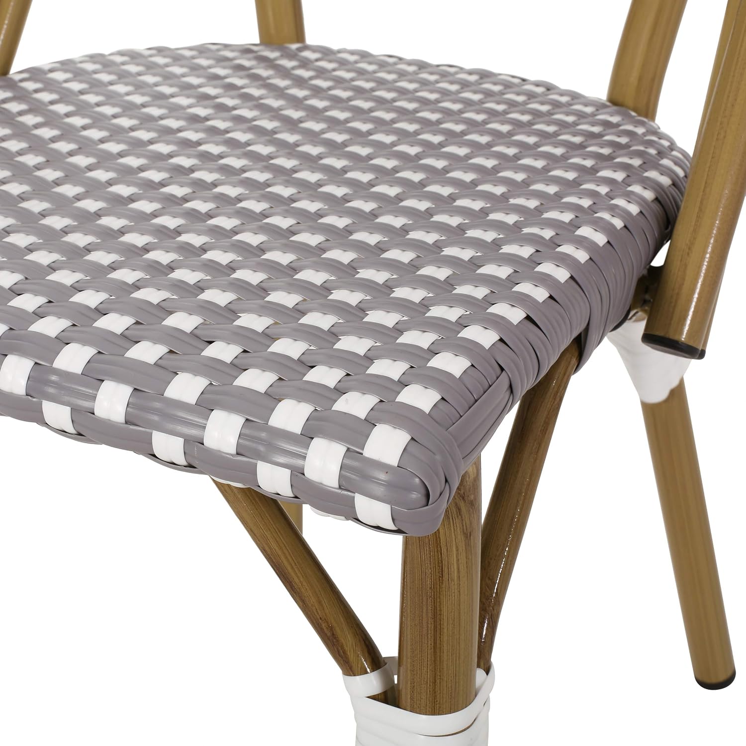 Christopher Knight Home Gwendolyn Outdoor French Bistro Chairs (Set of 4), Black + White + Bamboo Print Finish