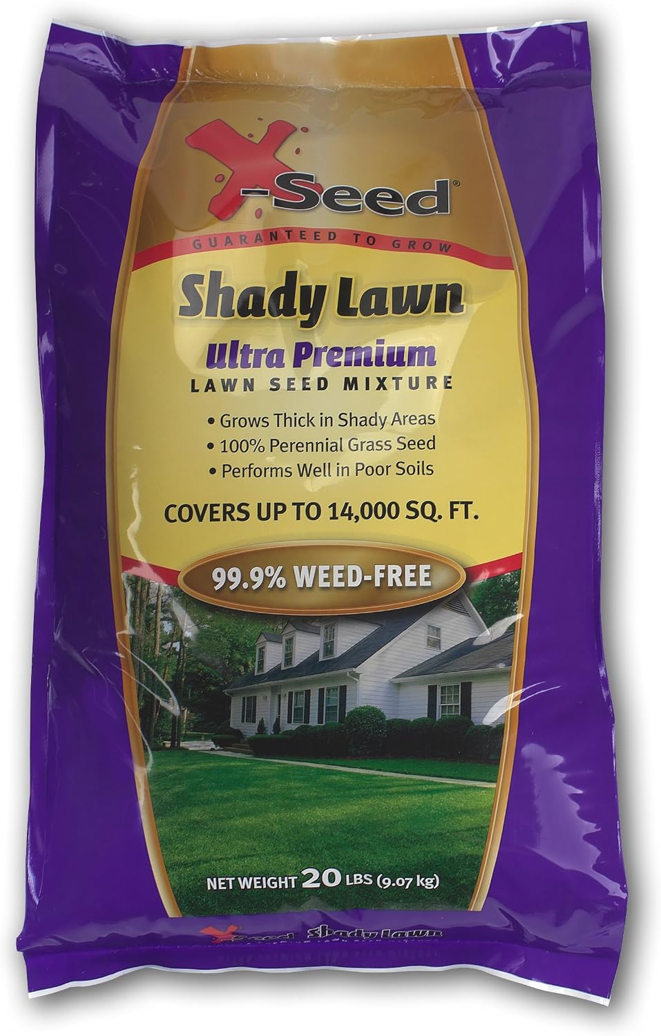 X-Seed Ultra Premium Shady Lawn Grass Seed Blend – Heavy Shade Grass Seed Mixture – Grows Thick in Shady Areas, Performs Well in Poor Soils, Requires Less Fertilizer and Water – 3 lbs.