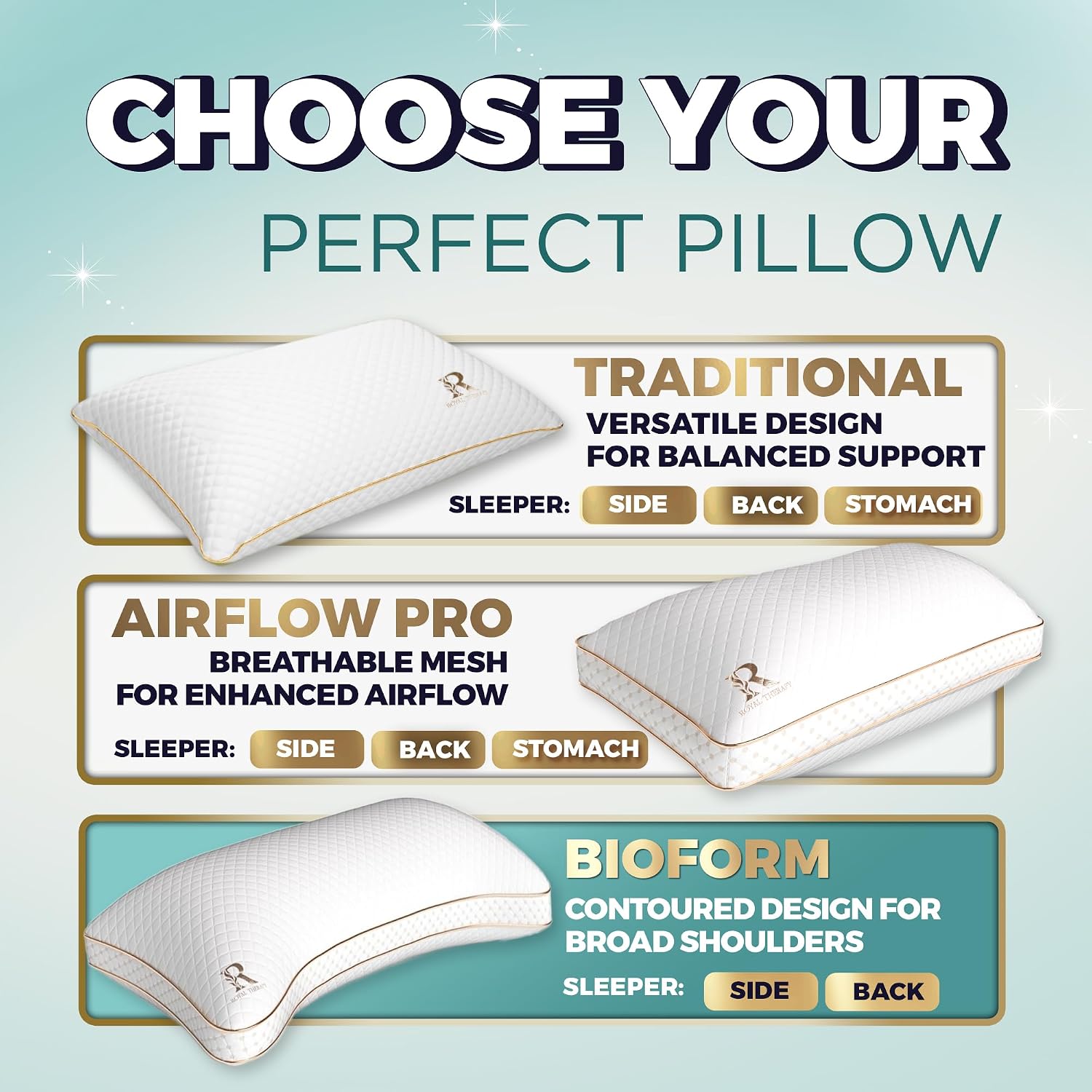 Royal Therapy Queen Size Set of 2-Shredded Memory Foam Pillow–Adjustable Memory Foam Pillow for Sleeping, Firm Pillow for Neck & Shoulder Support
